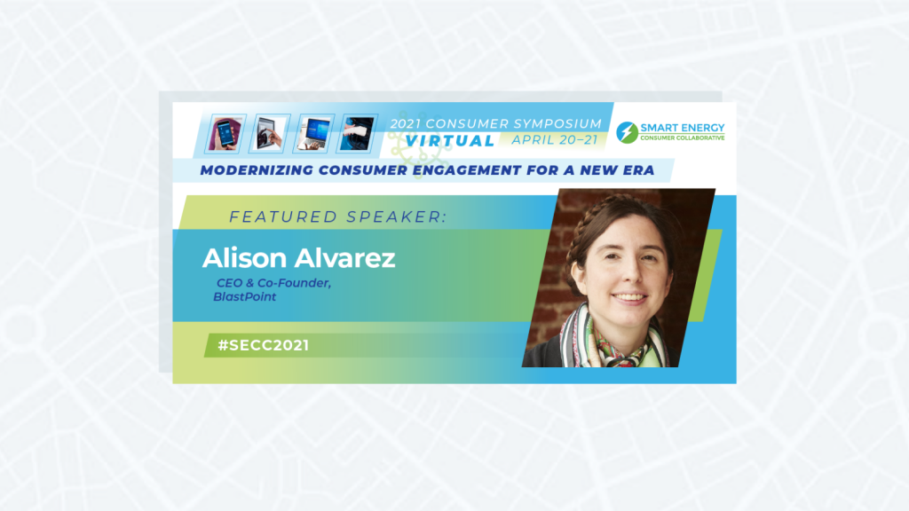 Image promoting SECC Consumer Symposium featuring panel speaker Alison Alvarez, CEO, Co-founder, BlastPoint