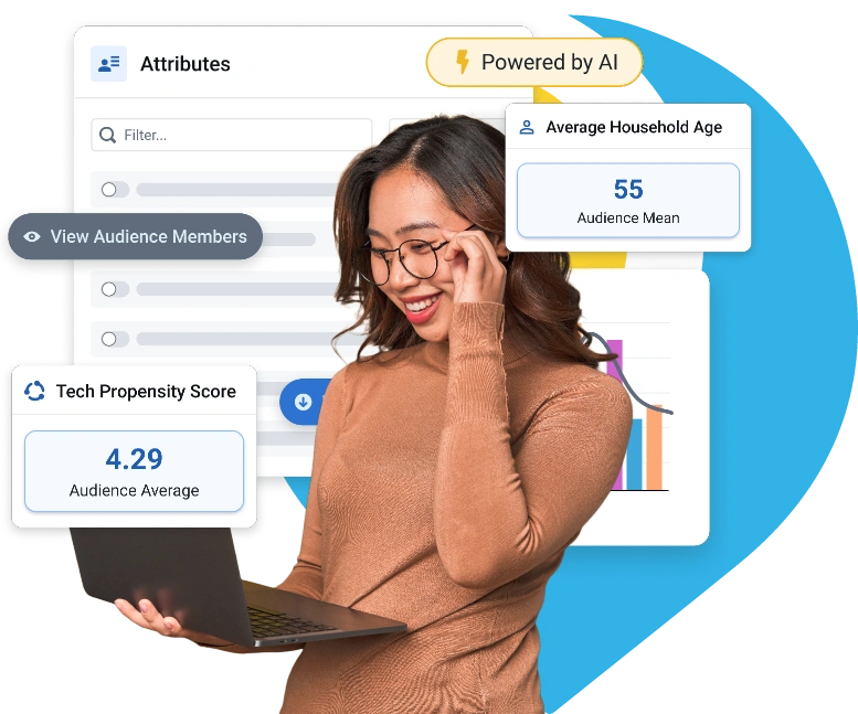 woman using BlastPoint AI platform to turn customer insights and data into action